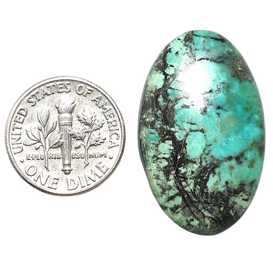 Lucky Charm Tibetan Turquoise 18.8x30.2x5 mm Oval Shape Polished Gemstone LS80-08760