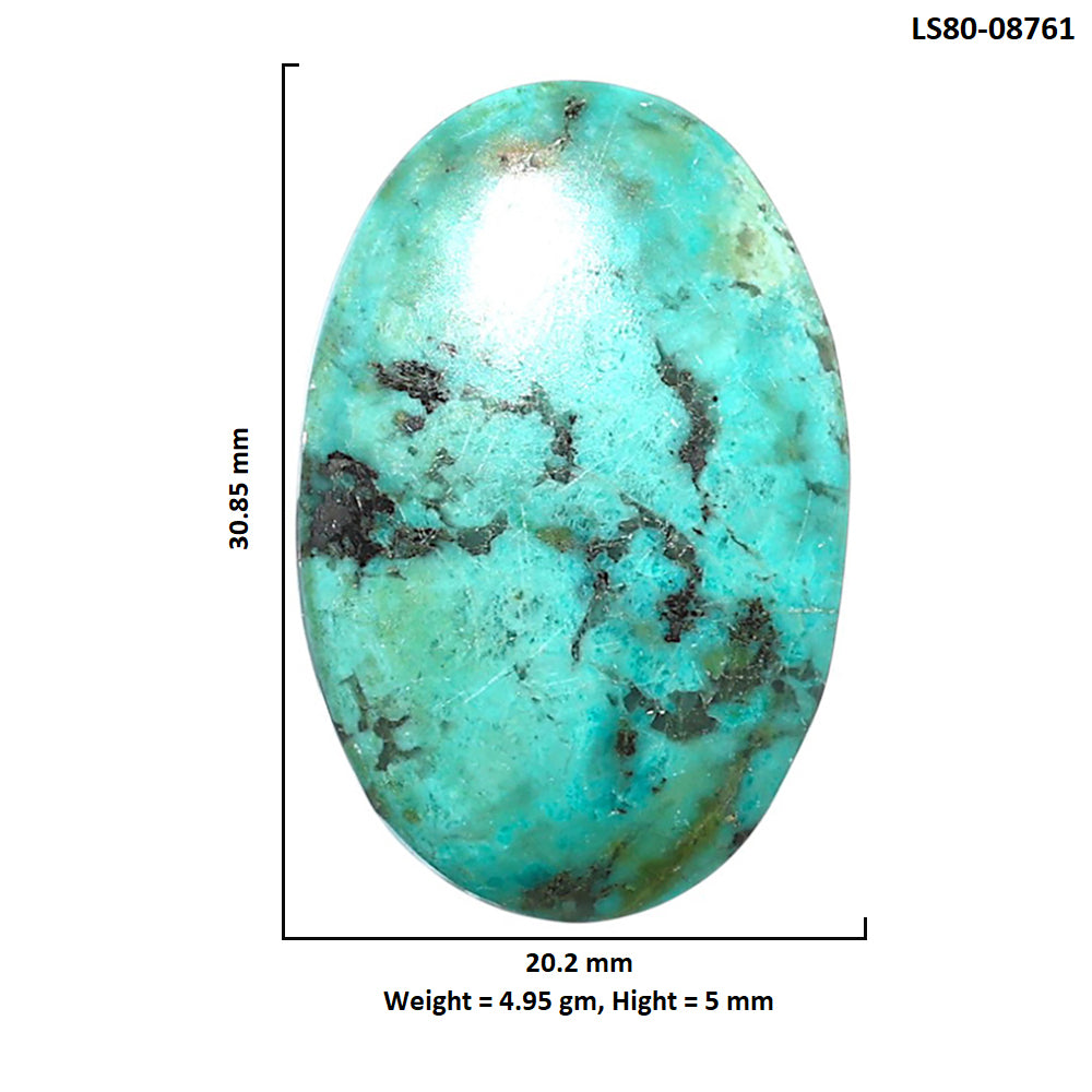 Lucky Charm Tibetan Turquoise 20.2x30.85x5 mm Oval Shape Polished Gemstone LS80-08761