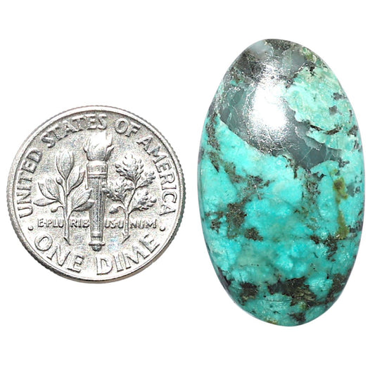 Lucky Charm Tibetan Turquoise 16.7x28.5x5 mm Oval Shape Polished Gemstone LS80-08762