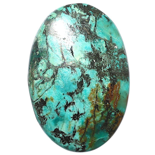 Lucky Charm Tibetan Turquoise 23.5x34.1x5.7 mm Oval Shape Polished Gemstone LS80-08763