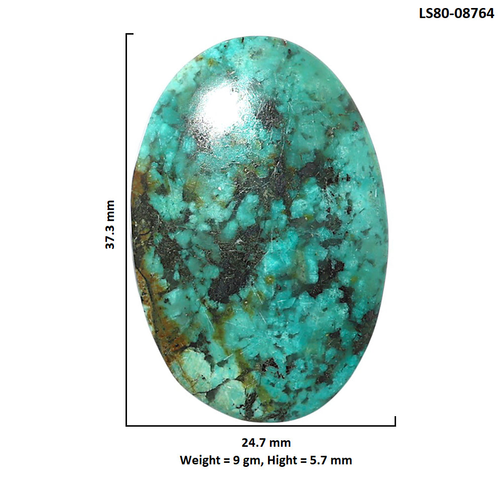 Lucky Charm Tibetan Turquoise 24.7x37.3x5.7 mm Oval Shape Polished Gemstone LS80-08764