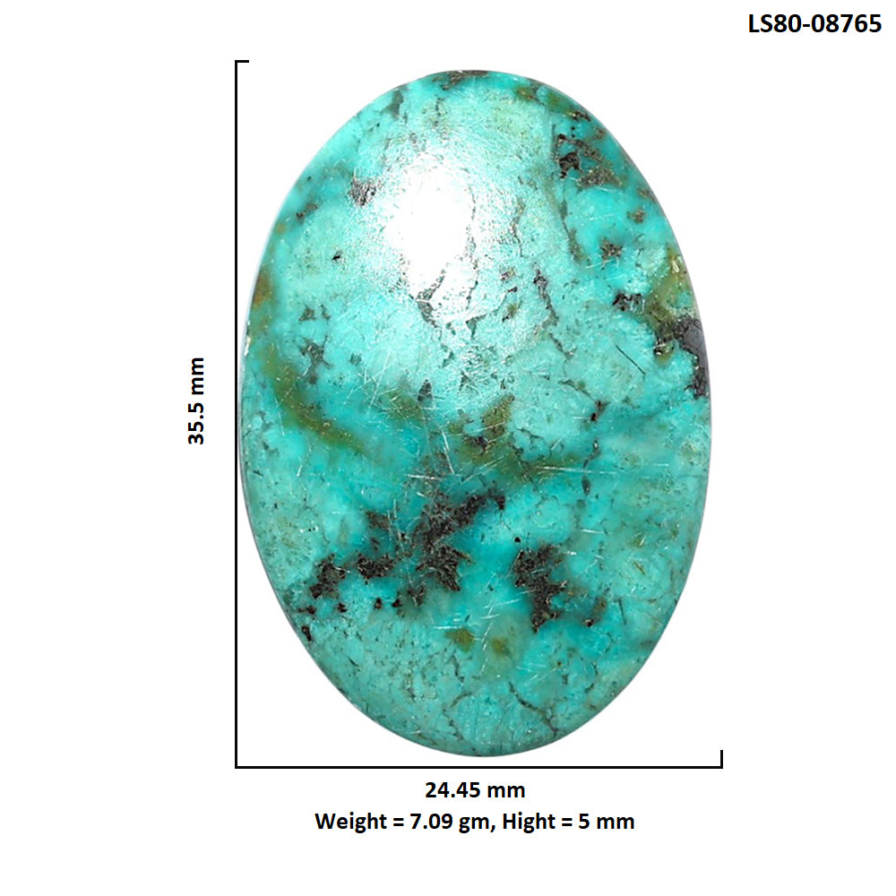 Lucky Charm Tibetan Turquoise 24.45x35.5x5 mm Oval Shape Polished Gemstone LS80-08765