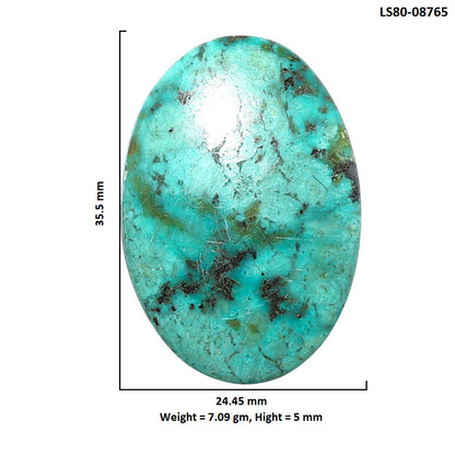 Lucky Charm Tibetan Turquoise 24.45x35.5x5 mm Oval Shape Polished Gemstone LS80-08765