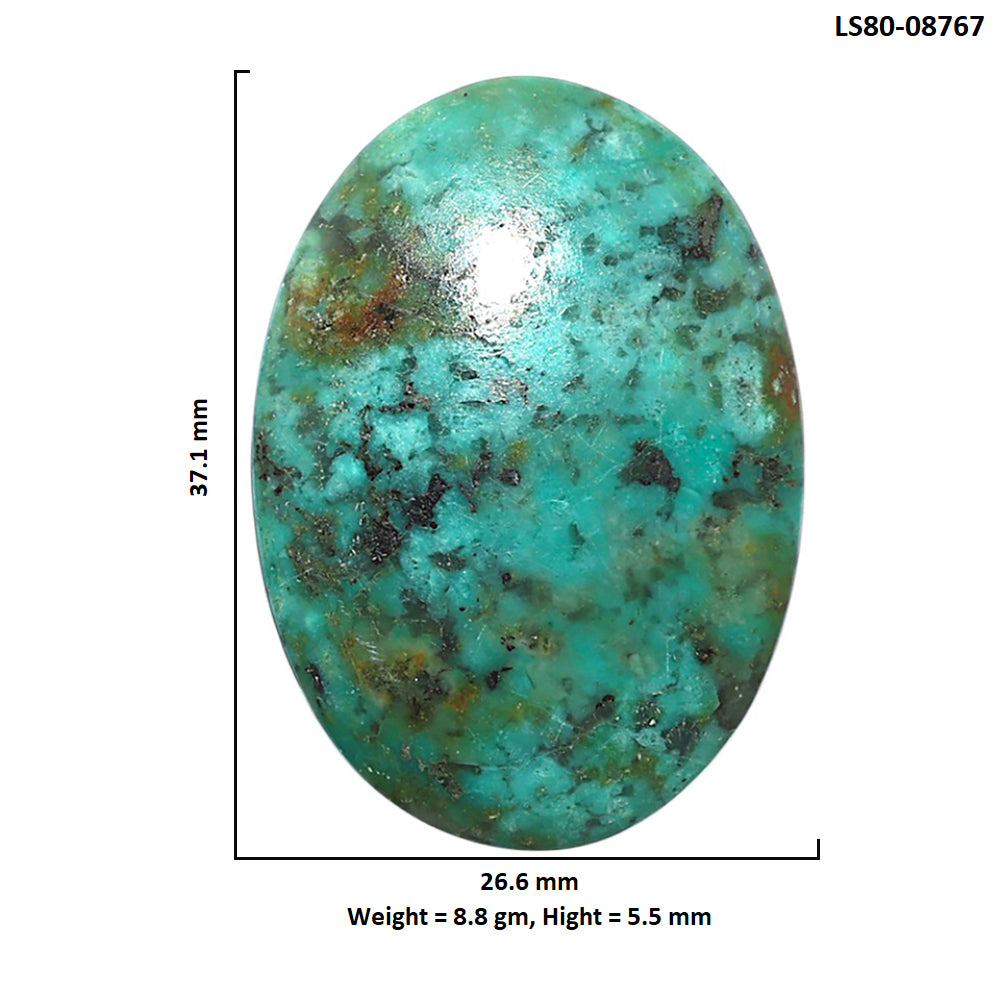 Lucky Charm Tibetan Turquoise 26.6x37.1x5.5 mm Oval Shape Polished Gemstone LS80-08767