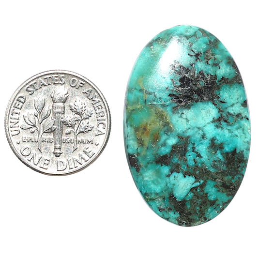 Lucky Charm Tibetan Turquoise 21.2x33.5x5 mm Oval Shape Polished Gemstone LS80-08768