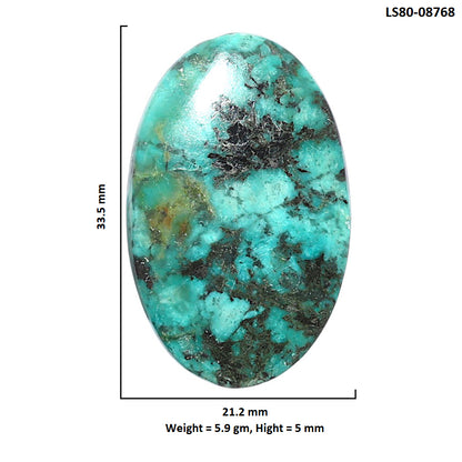 Lucky Charm Tibetan Turquoise 21.2x33.5x5 mm Oval Shape Polished Gemstone LS80-08768