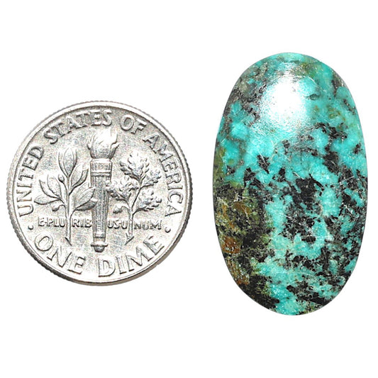 Lucky Charm Tibetan Turquoise 14.8x25x4.5 mm Oval Shape Polished Gemstone LS80-08769