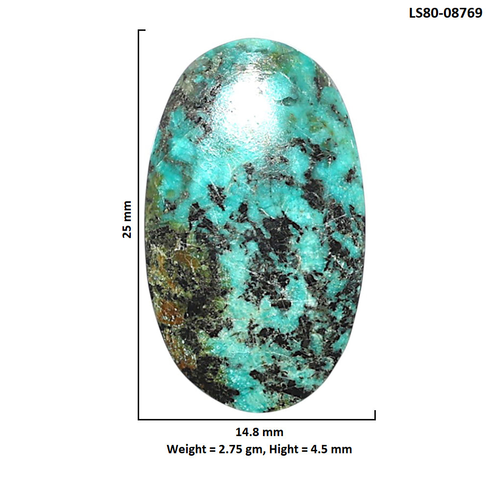 Lucky Charm Tibetan Turquoise 14.8x25x4.5 mm Oval Shape Polished Gemstone LS80-08769