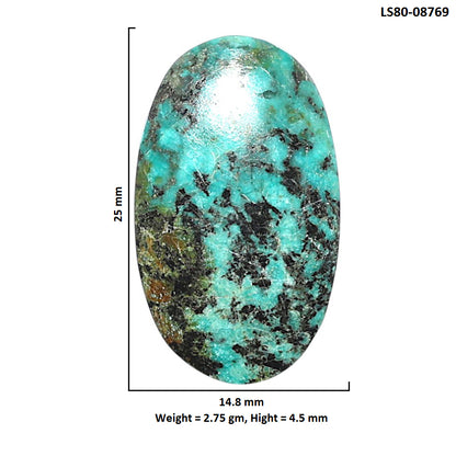 Lucky Charm Tibetan Turquoise 14.8x25x4.5 mm Oval Shape Polished Gemstone LS80-08769