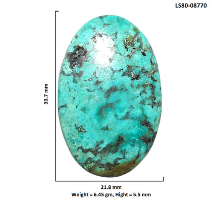 Lucky Charm Tibetan Turquoise 21.8x33.7x5.5 mm Oval Shape Polished Gemstone LS80-08770