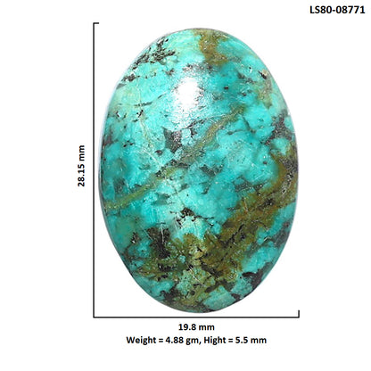 Lucky Charm Tibetan Turquoise 19.8x28.15x5.5 mm Oval Shape Polished Gemstone LS80-08771