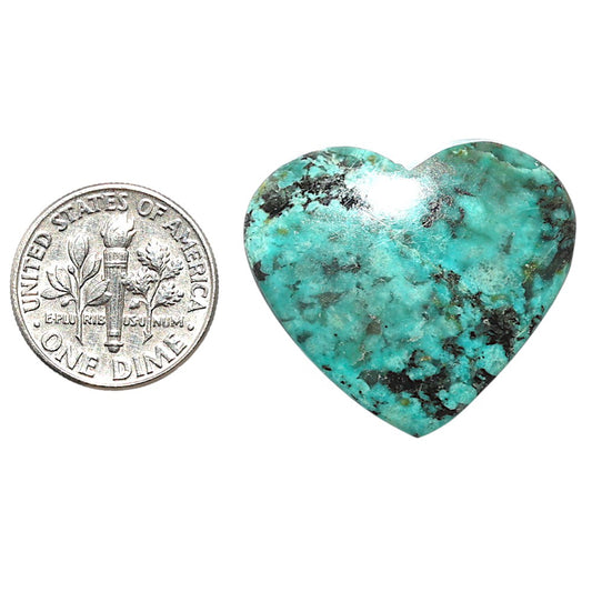 Lucky Charm Tibetan Turquoise 25.2x28.25x5 mm Heart Shape Polished Gemstone LS80-08773