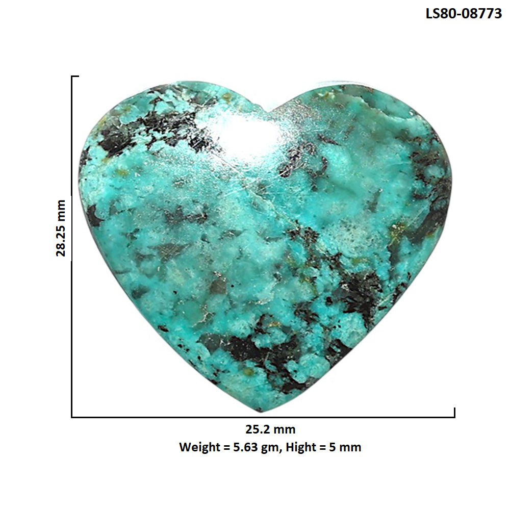 Lucky Charm Tibetan Turquoise 25.2x28.25x5 mm Heart Shape Polished Gemstone LS80-08773