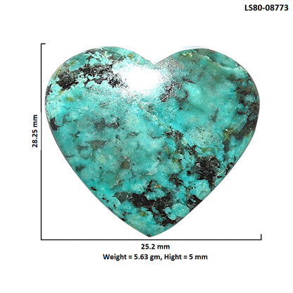 Lucky Charm Tibetan Turquoise 25.2x28.25x5 mm Heart Shape Polished Gemstone LS80-08773