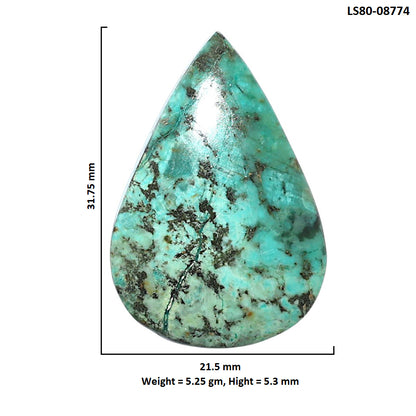 Lucky Charm Tibetan Turquoise 21.5x31.75x5.3 mm Pear Shape Polished Gemstone LS80-08774