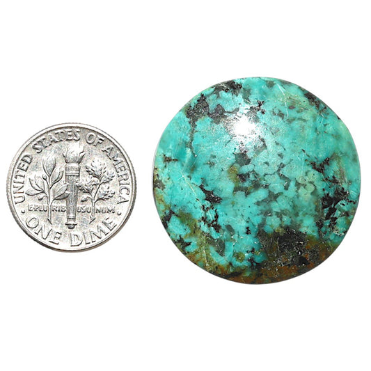 Lucky Charm Tibetan Turquoise 28.5x28.5x5.5 mm Round Shape Polished Gemstone LS80-08775