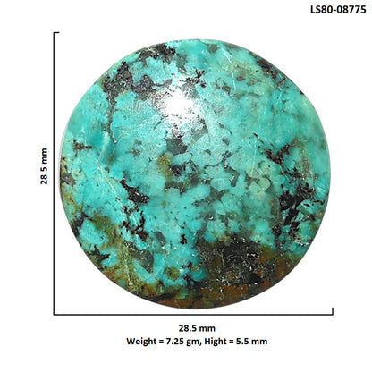 Lucky Charm Tibetan Turquoise 28.5x28.5x5.5 mm Round Shape Polished Gemstone LS80-08775