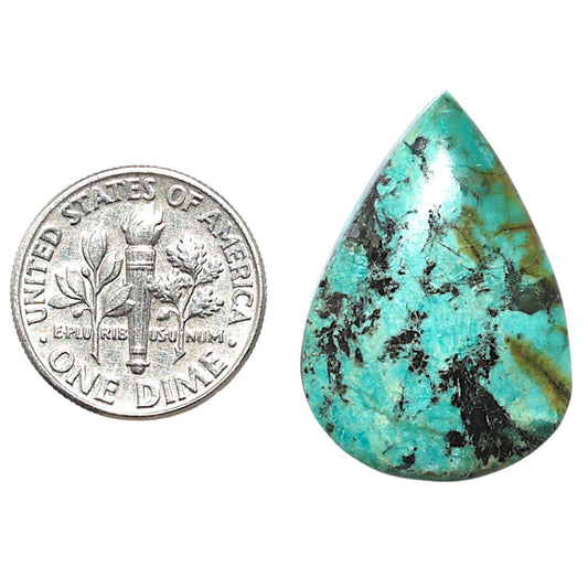 Lucky Charm Tibetan Turquoise 18.6x27.2x4.5 mm Pear Shape Polished Gemstone LS80-08776