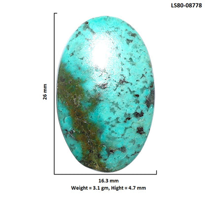 Lucky Charm Tibetan Turquoise 16.3x26x4.7 mm Oval Shape Polished Gemstone LS80-08778