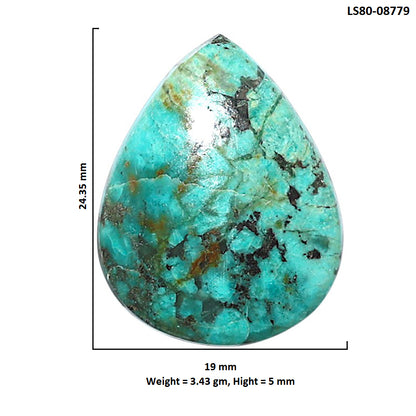Lucky Charm Tibetan Turquoise 19x24.35x5 mm Pear Shape Polished Gemstone LS80-08779
