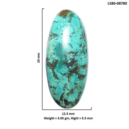 Lucky Charm Tibetan Turquoise 12.5x29x5.5 mm Oval Shape Polished Gemstone LS80-08780