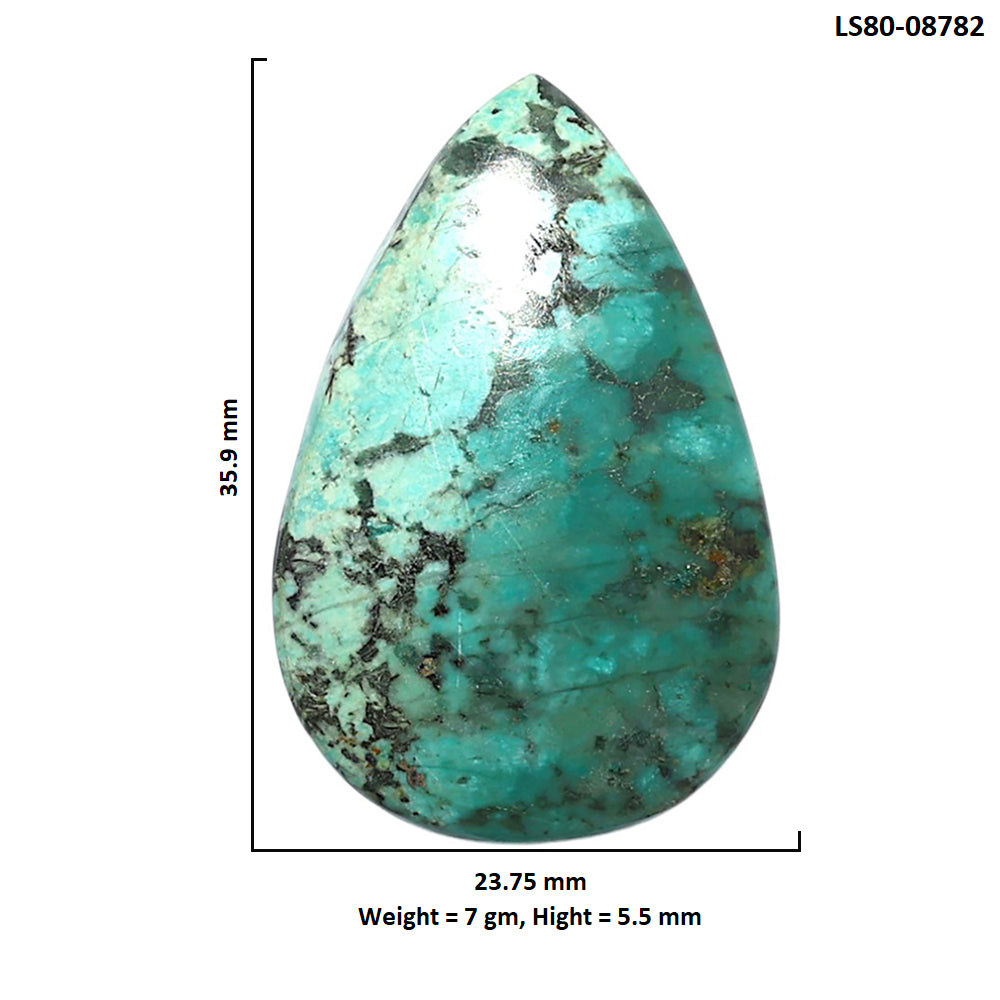 Lucky Charm Tibetan Turquoise 23.75x35.9x5.5 mm Pear Shape Polished Gemstone LS80-08782