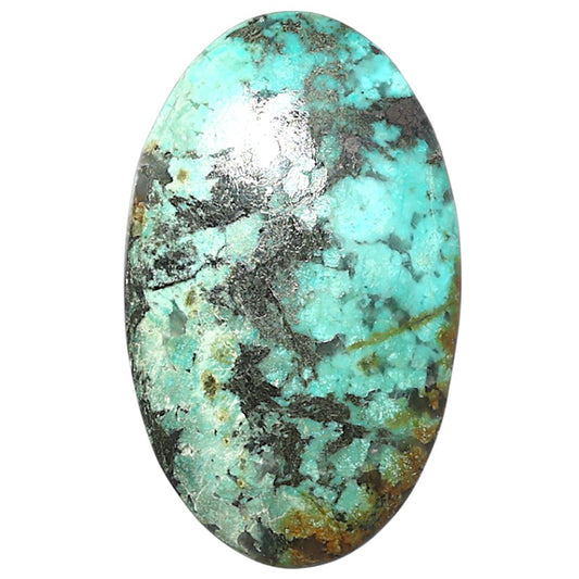 Lucky Charm Tibetan Turquoise 21.9x36.2x5 mm Oval Shape Polished Gemstone LS80-08784