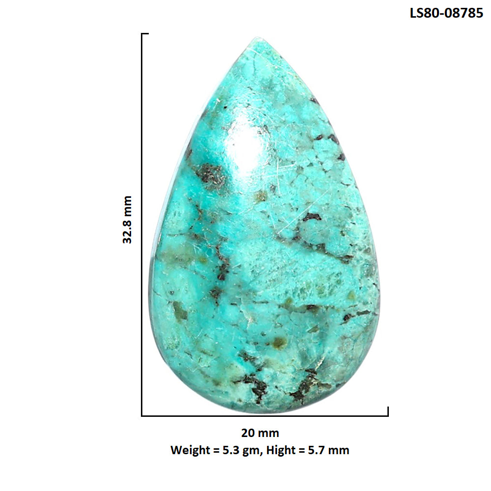 Lucky Charm Tibetan Turquoise 20x32.8x5.7 mm Pear Shape Polished Gemstone LS80-08785