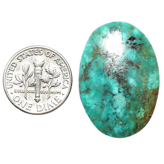 Lucky Charm Tibetan Turquoise 20.85x29.5x5 mm Oval Shape Polished Gemstone LS80-08787