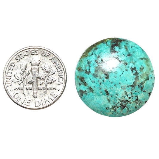Lucky Charm Tibetan Turquoise 22.1x22.1x5.5 mm Round Shape Polished Gemstone LS80-08789