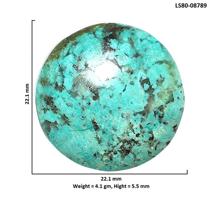 Lucky Charm Tibetan Turquoise 22.1x22.1x5.5 mm Round Shape Polished Gemstone LS80-08789