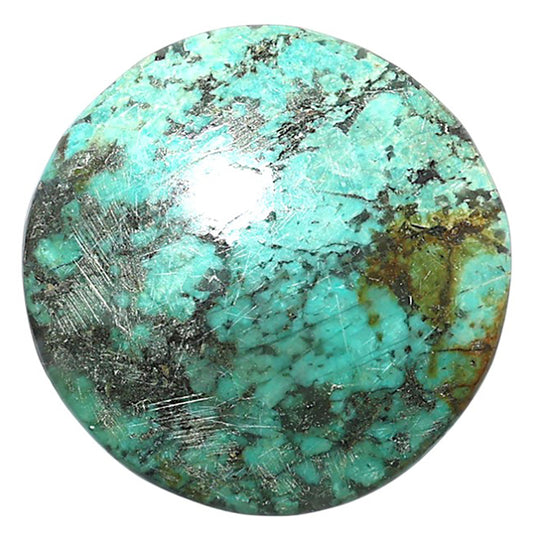Lucky Charm Tibetan Turquoise 31.6x31.6x6 mm Round Shape Polished Gemstone LS80-08792