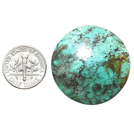Lucky Charm Tibetan Turquoise 31.6x31.6x6 mm Round Shape Polished Gemstone LS80-08792