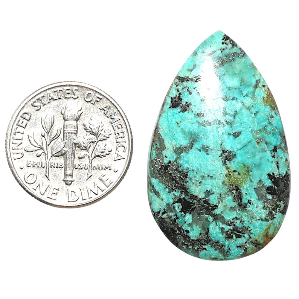 Lucky Charm Tibetan Turquoise 20x32x5 mm Pear Shape Polished Gemstone LS80-08793