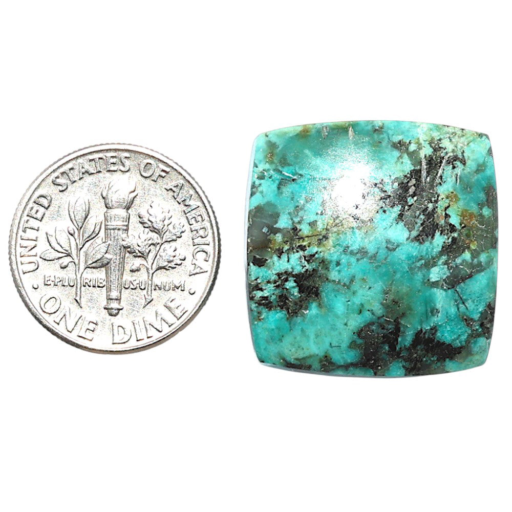 Lucky Charm Tibetan Turquoise 21.25x21.65x5.5 mm Cushion Shape Polished Gemstone LS80-08794