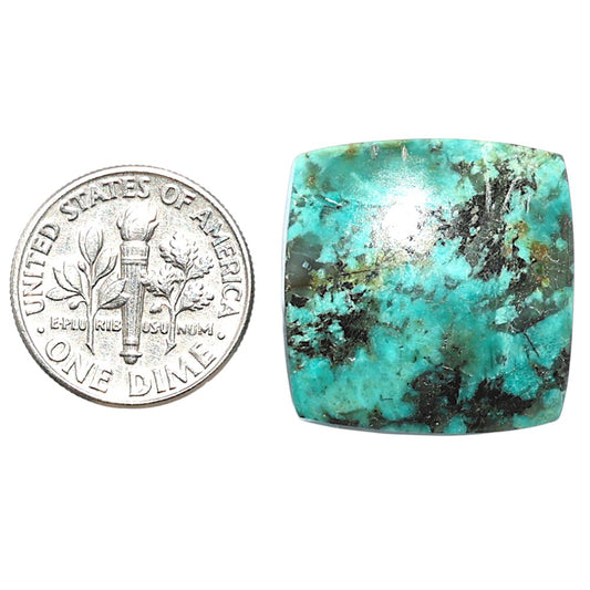Lucky Charm Tibetan Turquoise 21.25x21.65x5.5 mm Cushion Shape Polished Gemstone LS80-08794