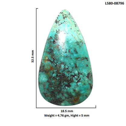 Lucky Charm Tibetan Turquoise 18.5x32.5x5 mm Pear Shape Polished Gemstone LS80-08796