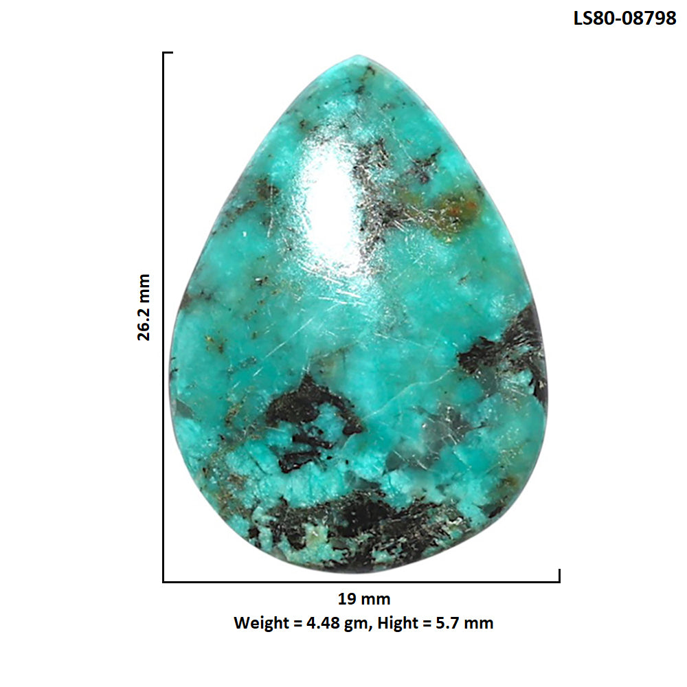 Lucky Charm Tibetan Turquoise 19x26.2x5.7 mm Pear Shape Polished Gemstone LS80-08798