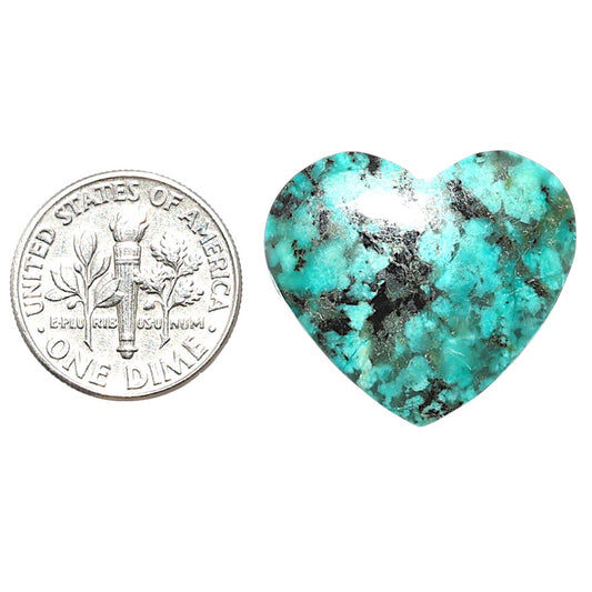 Lucky Charm Tibetan Turquoise 21.2x24x4 mm Heart Shape Polished Gemstone LS80-08799