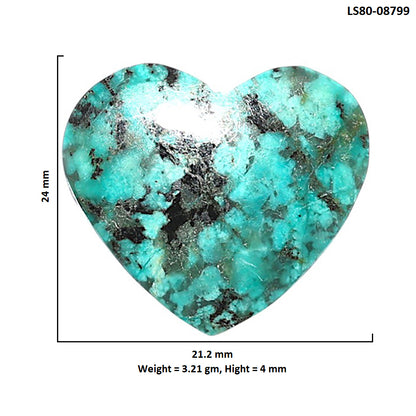 Lucky Charm Tibetan Turquoise 21.2x24x4 mm Heart Shape Polished Gemstone LS80-08799