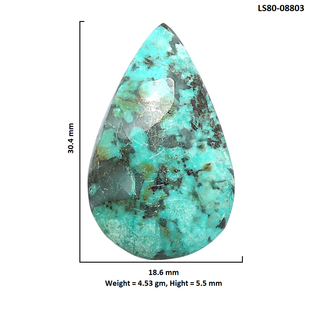 Lucky Charm Tibetan Turquoise 18.6x30.4x5.5 mm Pear Shape Polished Gemstone LS80-08803