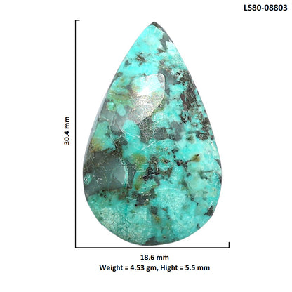 Lucky Charm Tibetan Turquoise 18.6x30.4x5.5 mm Pear Shape Polished Gemstone LS80-08803