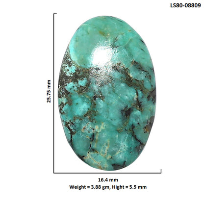 Lucky Charm Tibetan Turquoise 16.4x25.75x5.5 mm Oval Shape Polished Gemstone LS80-08809