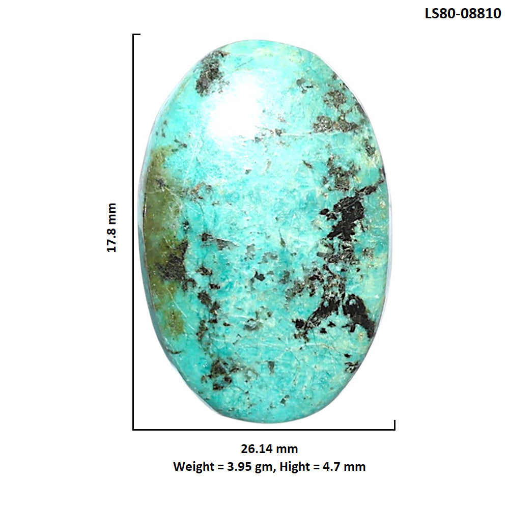 Lucky Charm Tibetan Turquoise 26.14x17.8x4.7 mm Oval Shape Polished Gemstone LS80-08810