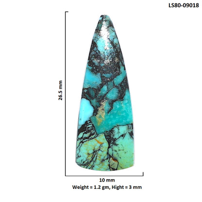 Lucky Charm Tibetan Turquoise 10x26.5x3 mm Fancy Shape Polished Gemstone LS80-09018