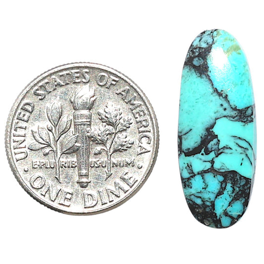 Lucky Charm Tibetan Turquoise 9.2x23.3x3 mm Oval Shape Polished Gemstone LS80-09019