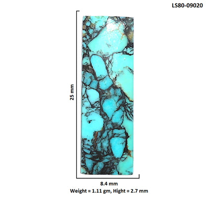 Lucky Charm Tibetan Turquoise 8.4x25x2.7 mm Baguette Shape Polished Gemstone LS80-09020