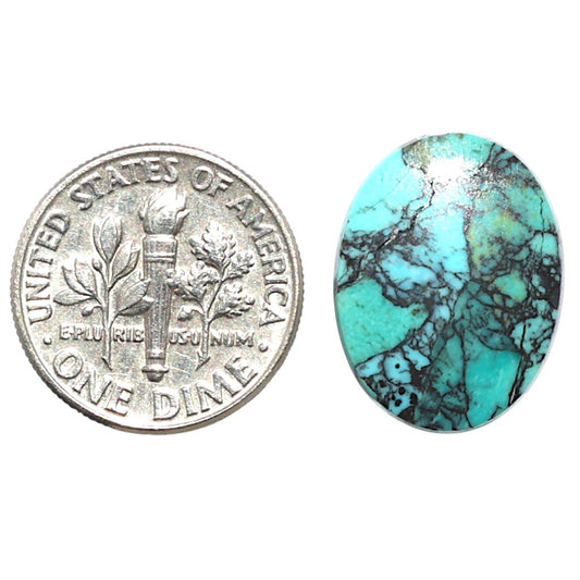 Lucky Charm Tibetan Turquoise 14x18.5x2.8 mm Oval Shape Polished Gemstone LS80-09024