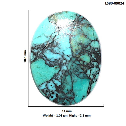 Lucky Charm Tibetan Turquoise 14x18.5x2.8 mm Oval Shape Polished Gemstone LS80-09024