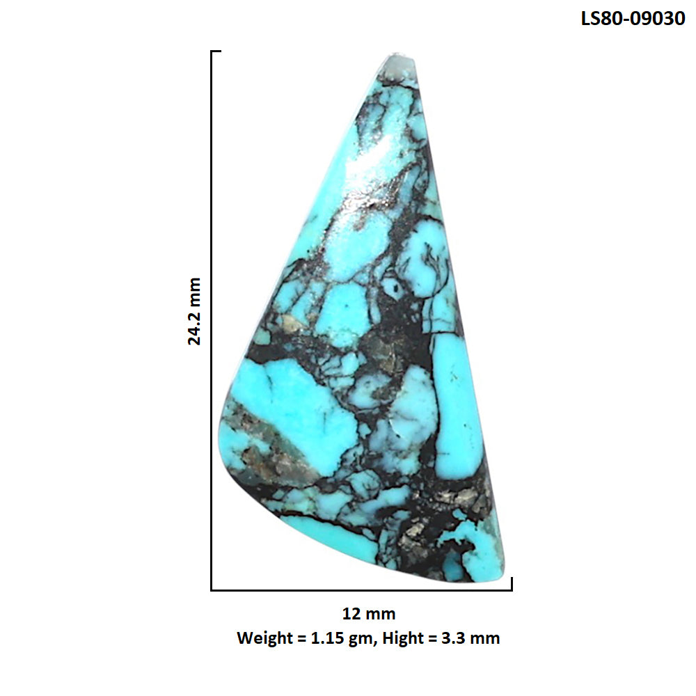 Lucky Charm Tibetan Turquoise 12x24.2x3.3 mm Fancy Shape Polished Gemstone LS80-09030